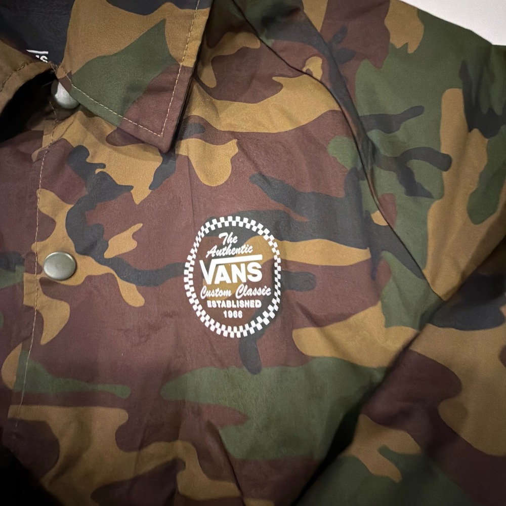 Vans Camo Coaches Jacket Men's XL Woodland Skate Streetwear Windbreaker - Picture 2 of 9